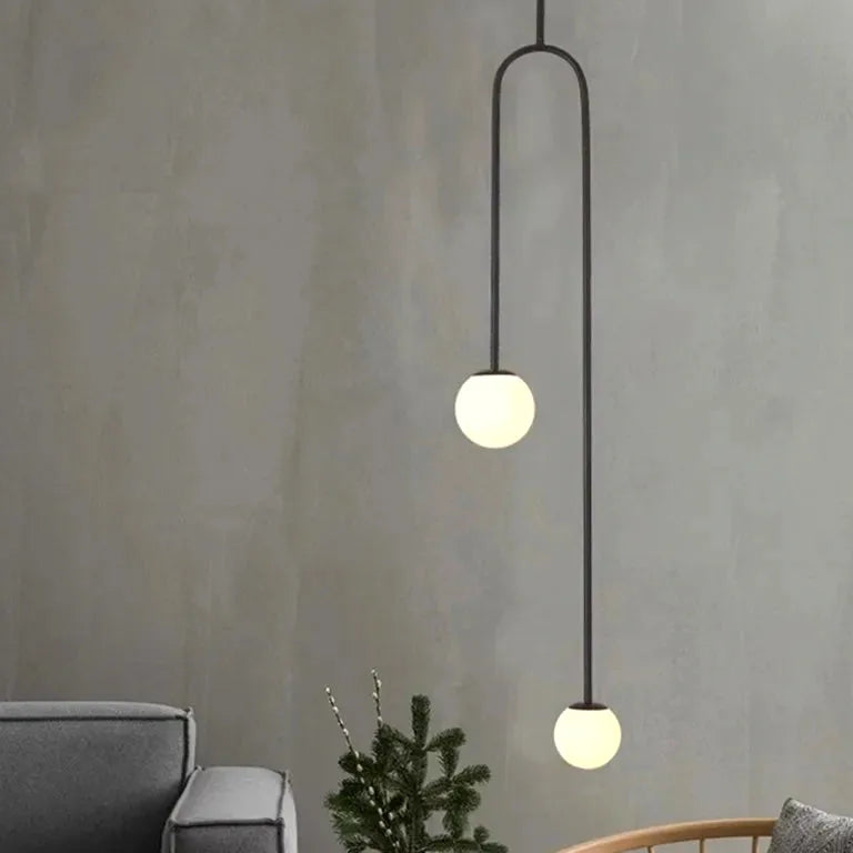 Lustre Mobile nordique fer geometric line minimaliste noir - Vue 5 - Lustre France