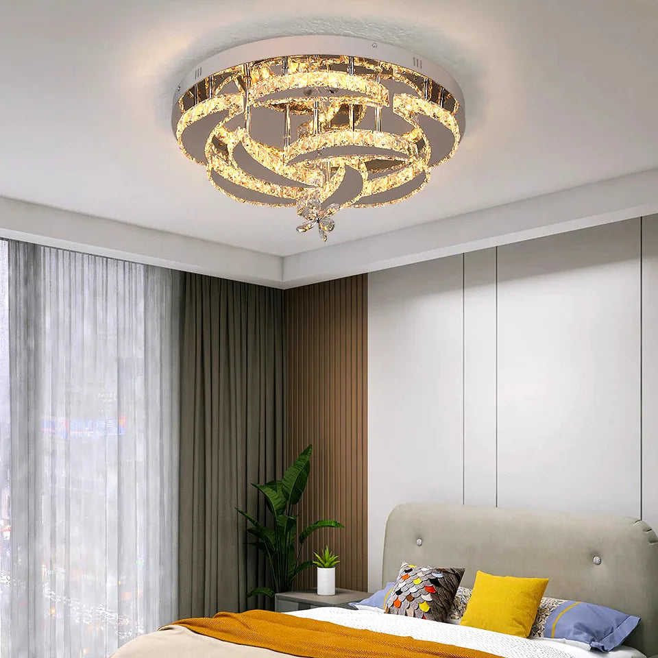 Lustre Moderne luxueux cristal living salle à manger - Vue 2 - Lustre France