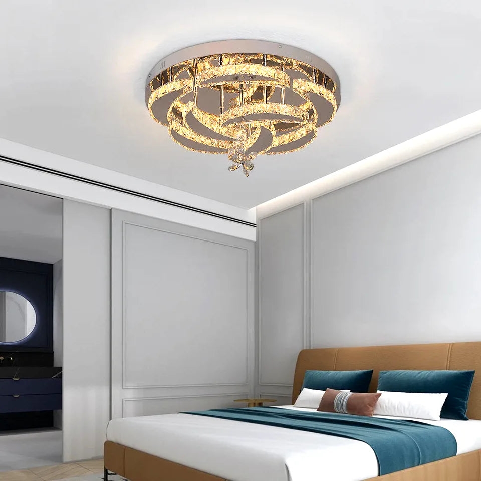 Lustre Moderne luxueux cristal living salle à manger - Vue 3 - Lustre France