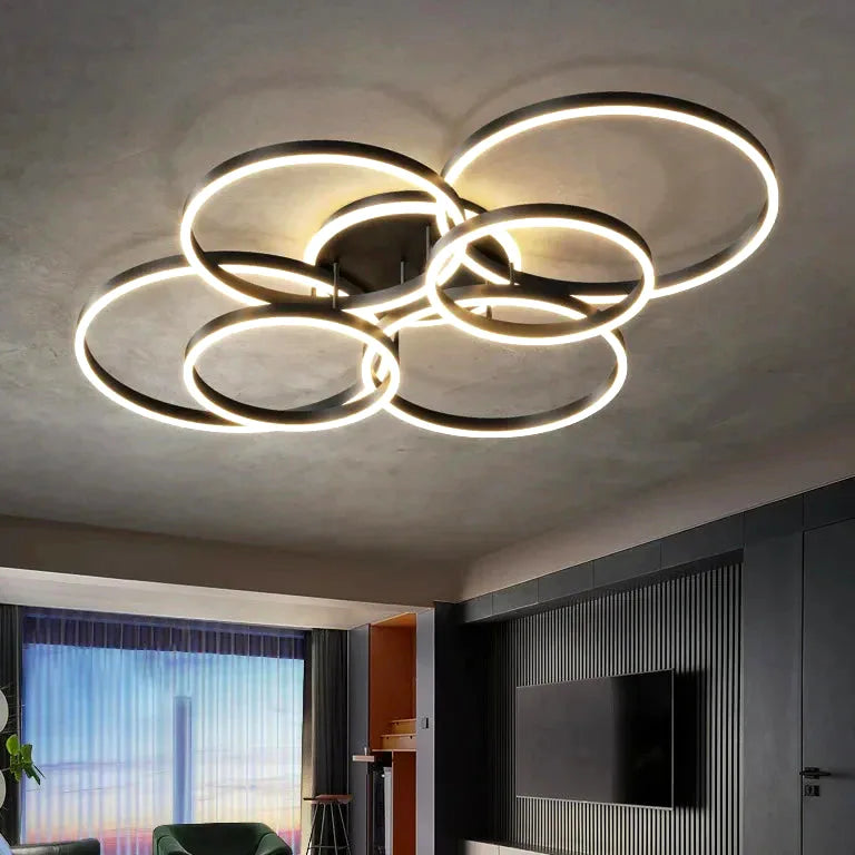 Lustre Moderne salon study chambre nordique rond anneaux - Lustre France