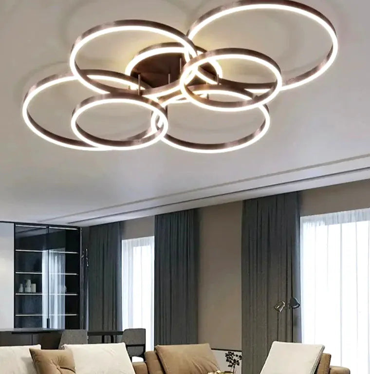 Lustre Moderne salon study chambre nordique rond anneaux - Vue 3 - Lustre France