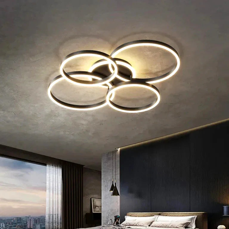 Lustre Moderne salon study chambre nordique rond anneaux - Vue 4 - Lustre France