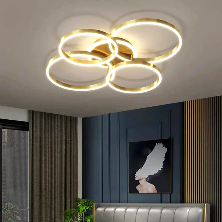 Lustre Moderne salon study chambre nordique rond anneaux - Vue 5 - Lustre France