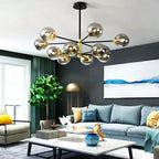 Lustre Moderne boule verre nordique rond boule noir - Lustre France