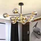 Lustre Moderne boule verre nordique rond boule noir - Vue 2 - Lustre France