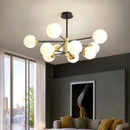 Lustre Moderne boule verre nordique rond boule noir - Vue 4 - Lustre France