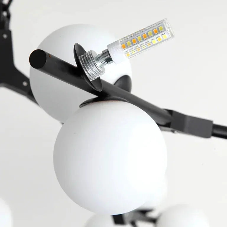 Lustre Moderne boules verre salon branche living salle - Vue 4 - Lustre France