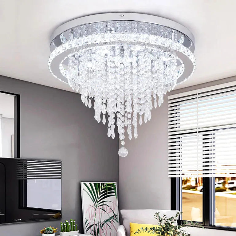 Lustre Moderne luxueux cristal smart living salle à - Vue 2 - Lustre France