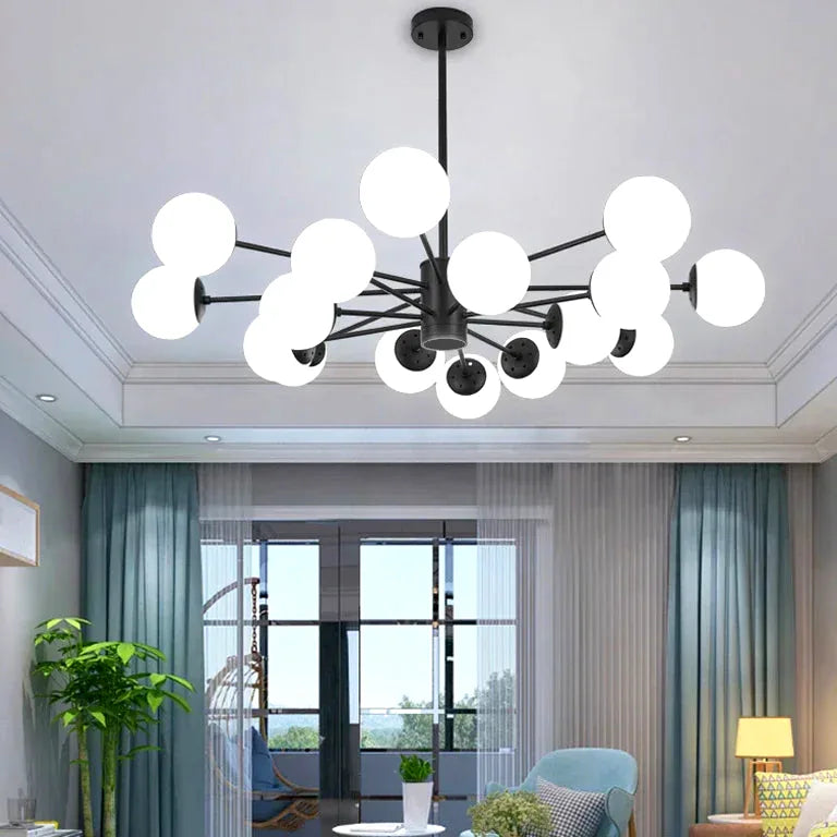 Lustre Moderne luxueux salon verre nordique salle à - Vue 2 - Lustre France