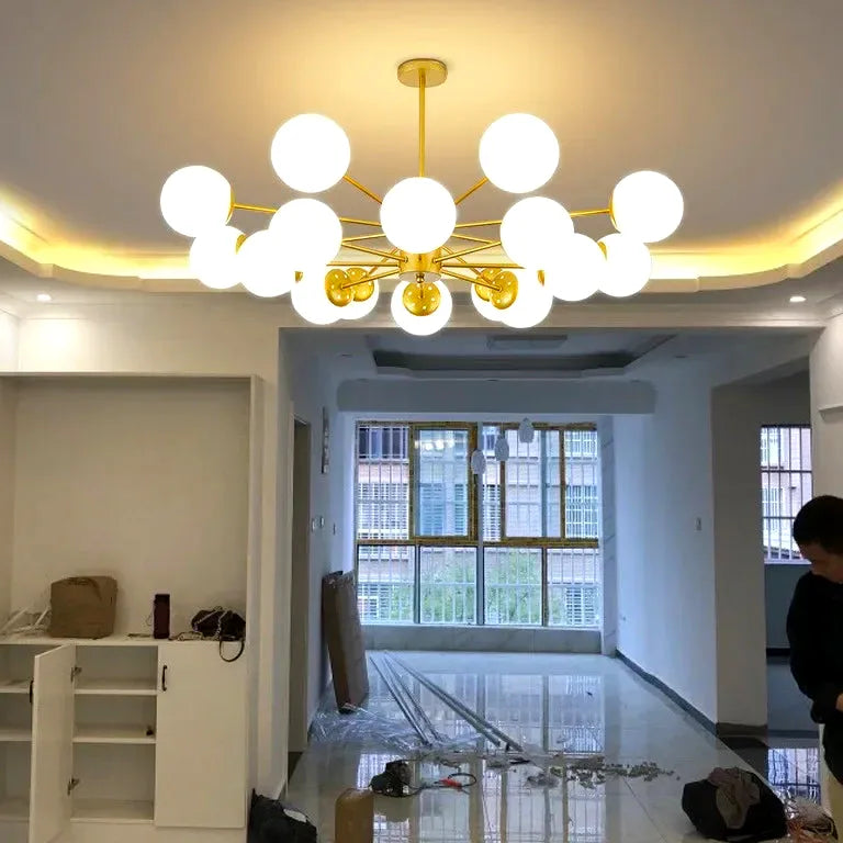 Lustre Moderne luxueux salon verre nordique salle à - Vue 3 - Lustre France