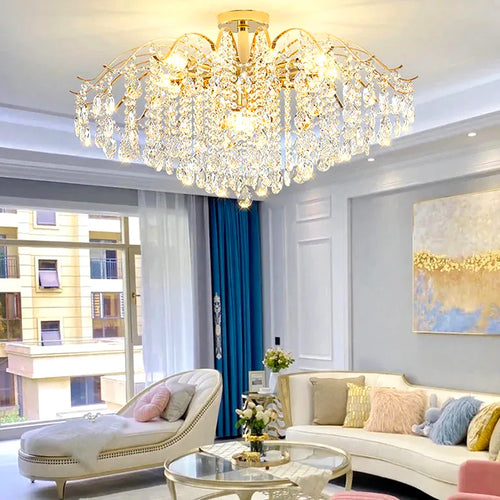 Lustre Moderne luxueux cristal salon salle à manger - Vue 2 - Lustre France