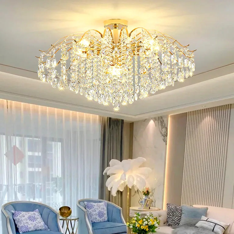 Lustre Moderne luxueux cristal salon salle à manger - Vue 3 - Lustre France