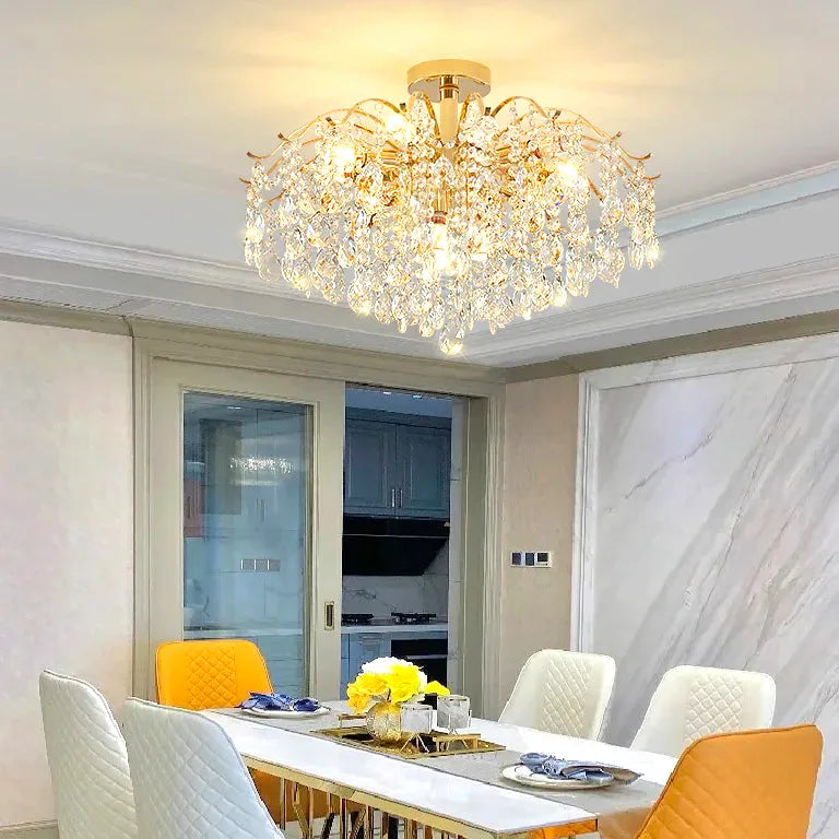 Lustre Moderne luxueux cristal salon salle à manger - Vue 4 - Lustre France