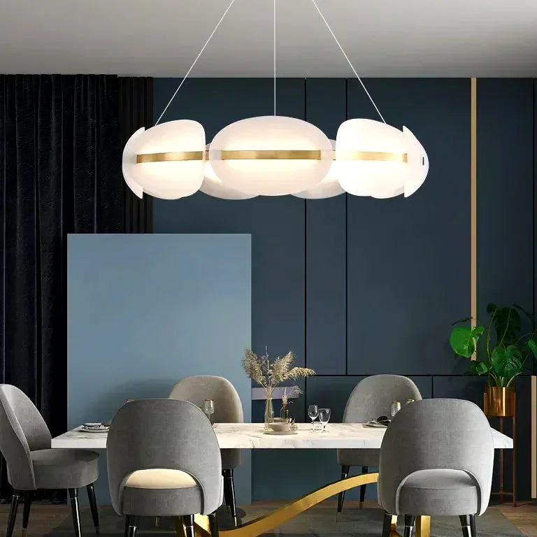 Lustre Nordique acrylique anneau dimmable table living salle - Vue 3 - Lustre France