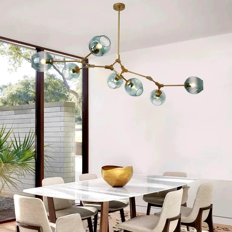 Lustre Nordique branche ed moléculaire moderne boule verre - Lustre France