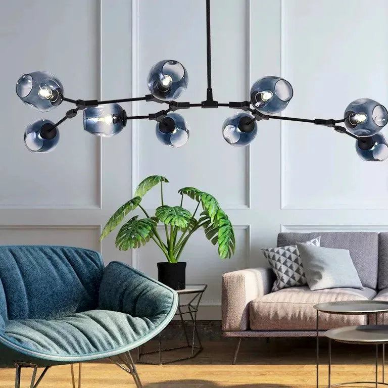 Lustre Nordique branche ed moléculaire moderne boule verre - Vue 4 - Lustre France