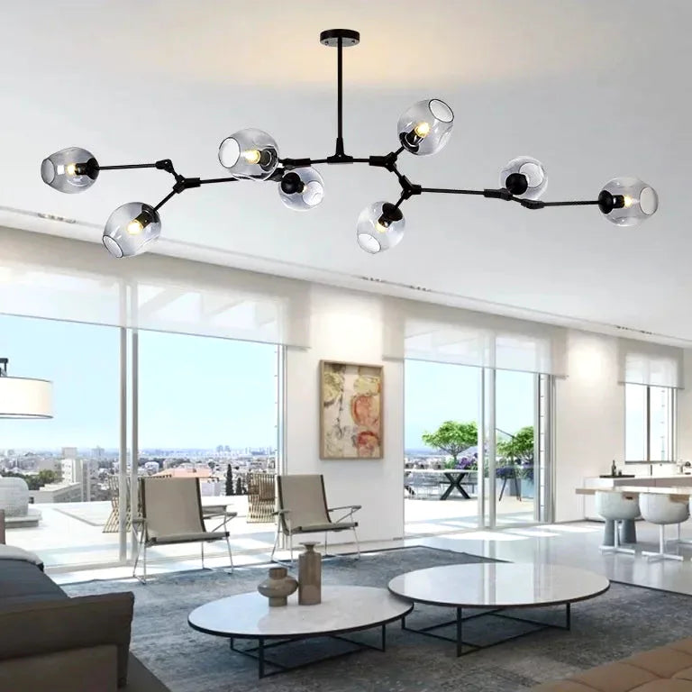 Lustre Nordique branche ed moléculaire moderne boule verre - Vue 5 - Lustre France