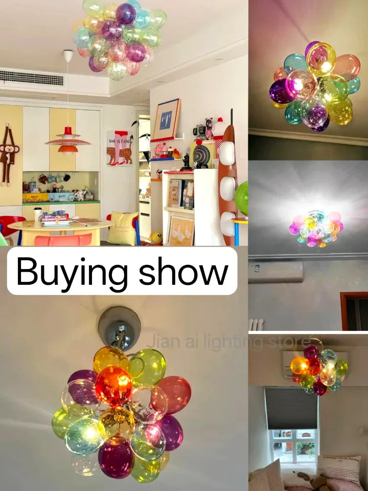 Lustre Nordique créatif ed boule verre oon clothing - Vue 2 - Lustre France