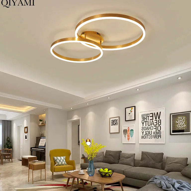 Lustre Nordique créatif rond cercle chambre salon restaurant - Vue 4 - Lustre France