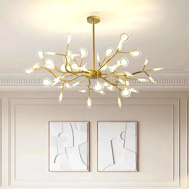 Lustre Nordique moderne branche salon doré noir luminarias - Vue 3 - Lustre France