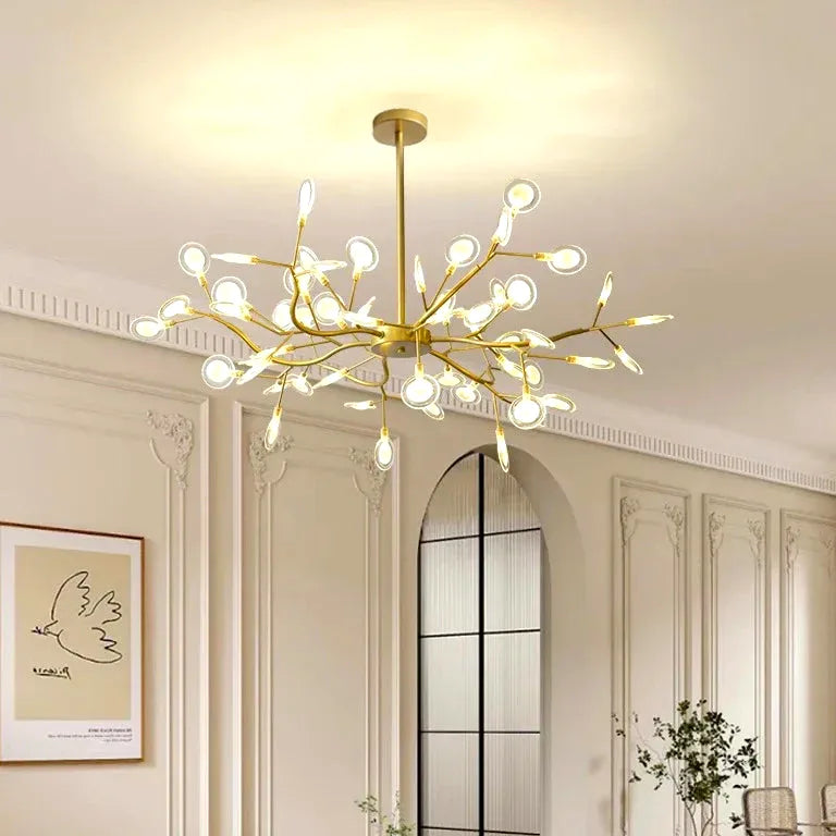 Lustre Nordique moderne branche salon doré noir luminarias - Vue 4 - Lustre France