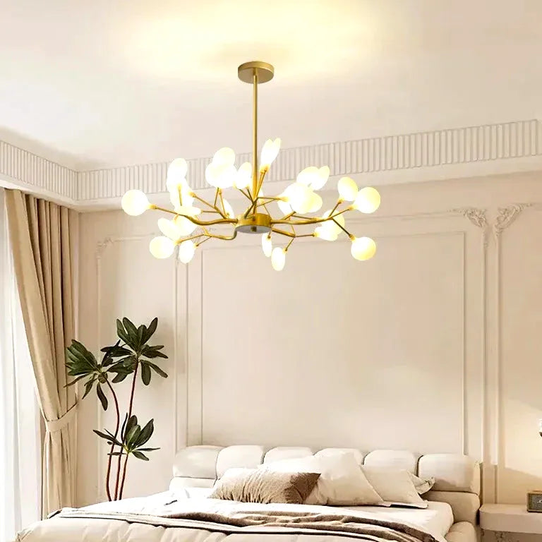 Lustre Nordique moderne branche salon doré noir luminarias - Vue 5 - Lustre France