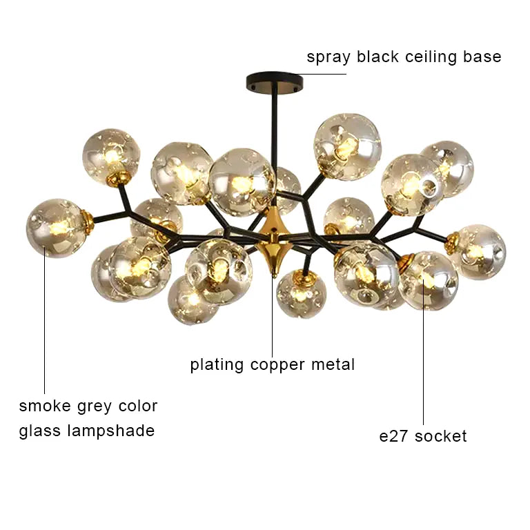 Lustre Nordique boule verre moderne salon chambre cuisine - Vue 2 - Lustre France