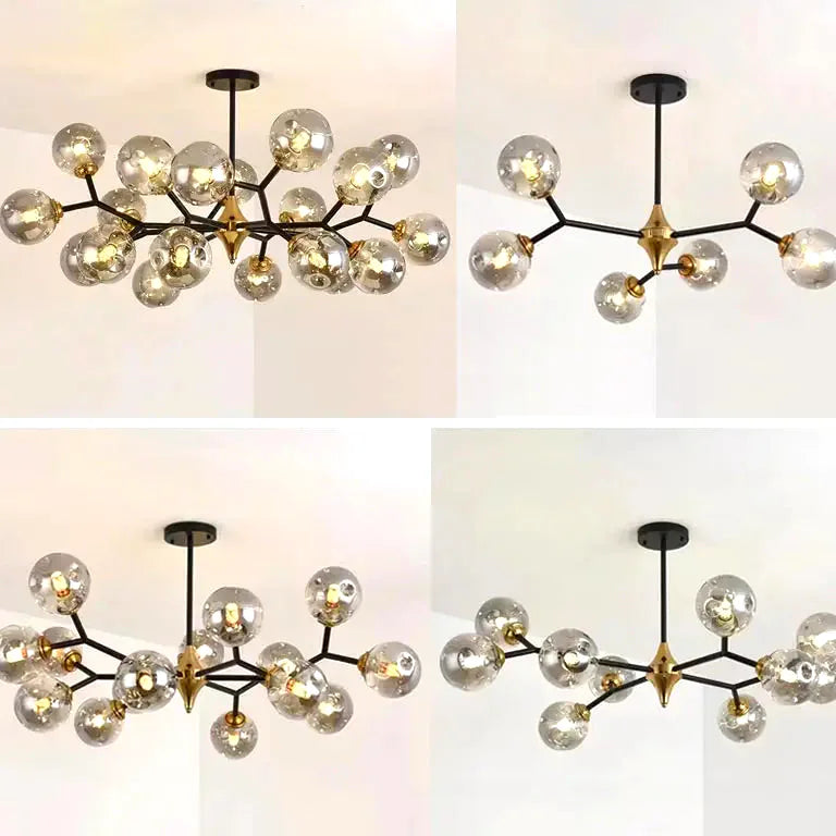 Lustre Nordique boule verre moderne salon chambre cuisine - Vue 3 - Lustre France