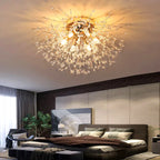 Lustre Nordique cristal living chambre room doré argenté - Lustre France