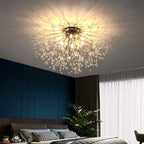 Lustre Nordique cristal living chambre room doré argenté - Vue 3 - Lustre France