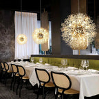 Lustre Nordique cristal living chambre room doré argenté - Vue 5 - Lustre France