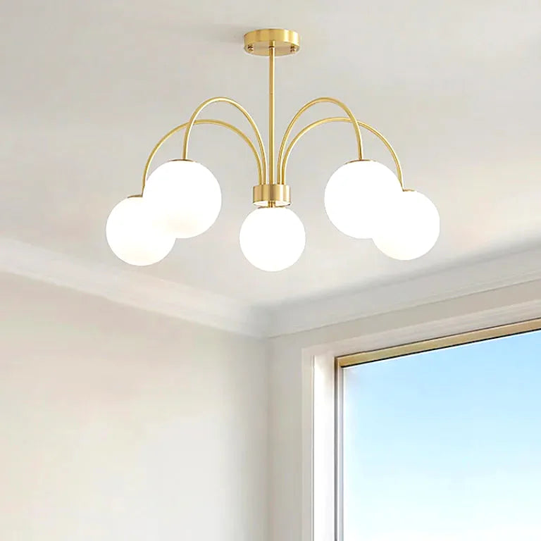 Lustre Nordique luxueux moderne fer verre salon chambre - Vue 2 - Lustre France