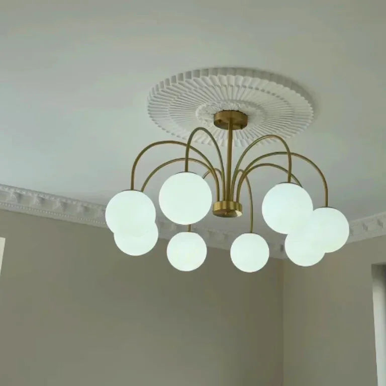 Lustre Nordique luxueux moderne fer verre salon chambre - Vue 3 - Lustre France