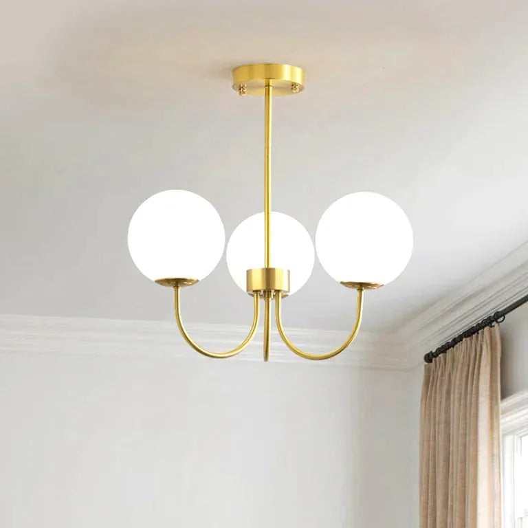 Lustre Nordique luxueux moderne fer verre salon chambre - Vue 4 - Lustre France